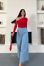 Arkası Lastikli Bol Paça Pantolon 7120-15-(36-42-6)