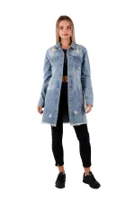 Fringe Finish Boyfriend Denim Jacket 679-42-(S-XL-6) Ice Blue - Tinted Fringe Finish Boyfriend Denim Jacket 679-42-(S-XL-6) Ice Blue - Tinted