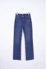 Tasseled Bottom Wide Leg Relax Jean 1726-01-(28-33) Dark Blue Denim Tasseled Bottom Wide Leg Relax Jean 1726-01-(28-33) Dark Blue Denim