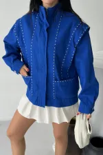 Denim Jacket with Stud Details 6253-104-(S-L-3) 