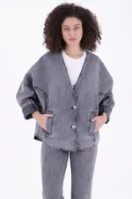 Oversize Yarasa Kollu Kot Ceket 6059-40-(STD-4)