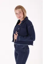 Eteği Püsküllü Kısa Kot Ceket  6014-26-(S-L-6)