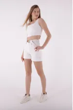 Elasticated Waist Denim Short with Belt 236-80-(S-L-5) Natural Elasticated Waist Denim Short with Belt 236-80-(S-L-5) Natural