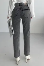 Fringe Ending High Waisted Mom Fit Jean 764-40-(26-29) ight Grey - Snow