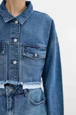Denim Jacket with Lining Detail 6016-06-(XS-L-6) Denim Jacket with Lining Detail 6016-06-(XS-L-6)