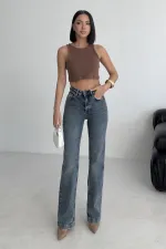 Dikişli Paça Bol Paça Relax Kot Pantolon  7026-28-(27-32)