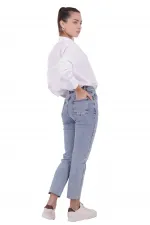 Taşlı Mom Fit Kot Pantolon  1725-08-(28-33)