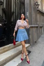 Pileli Mini Etek 1085-25-(36-42-4)