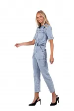 Önü Fermuarlı Kot Tulum 397-08-(S-XL) Önü Fermuarlı Kot Tulum 397-08-(S-XL)