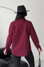 Denim Shirt with Snap Buttons 6013-82-(S-XL-6) Maroon