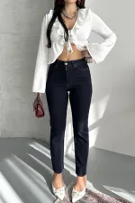 Dikişsiz Paça Mom Fit Kot Pantolon  764-17-(26-33)