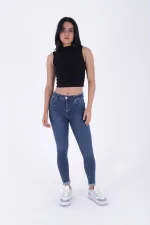 Duble Paça Skinny Kısa Boy Kot Pantolon  820-01-(28-33)