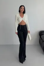 Çok Düğmeli İspanyol Kot Pantolon 7094-23-(27-32)