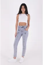 Front Panelled Denim Trousers 7043-08-(28-33)