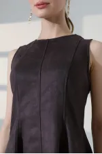 Volanlı Kısa Süet Elbise  3083-78-(S-XL)
