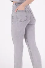 Tasseled Bottom Wide Leg Relax Jean  1726-32-(28-33) Light Grey Snow