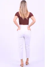 Beli Yüksek Bel Havuç Kemerli Kot Pantolon 736-50-(27-32) Beli Yüksek Bel Havuç Kemerli Kot Pantolon 736-50-(27-32)