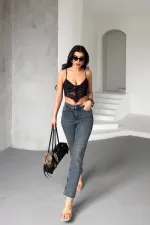 Serpme Yıldızlı Kot Pantolon 7040-28-(26-31) Serpme Yıldızlı Kot Pantolon 7040-28-(26-31)