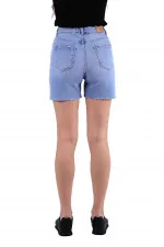Basic Denim Short with Fringe Ending 264-15-(S-XL-6) Light Blue Denim Basic Denim Short with Fringe Ending 264-15-(S-XL-6) Light Blue Denim