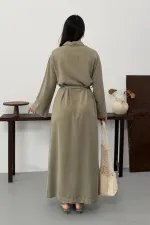 Belted Long Denim Dress 3035-74-(S-XL) Green