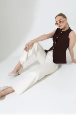 Wide Leg Palazzo Relaxed Jean with Decorative Front Pockets 1710-80-(27-32) Natural