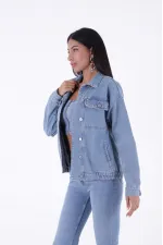 Sırtı Nakışlı Kot Ceket  634-06-(S-XL)