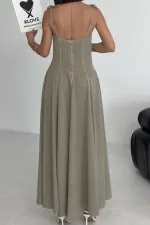 Bağcık Detaylı Volanlı Elbise 3052-74-(S-XL) Bağcık Detaylı Volanlı Elbise 3052-74-(S-XL)