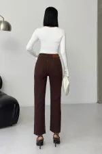 Mom Jean with Side Slits 1774-78-(28-33) Brown Mom Jean with Side Slits 1774-78-(28-33) Brown