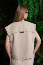 Zip-up Oversize Denim Vest 6073-79-(S+L+4)