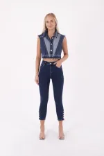 Paçası Dört Düğmeli Kot Pantolon 786-26-(28-33)