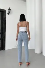 Taşlı Mom Fit Kot Pantolon 7115-08-(28-33)
