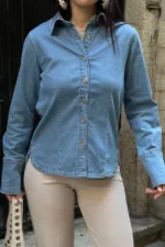 Kol Manşet Detaylı Kot Gömlek 6150-27-(S-XL) Kol Manşet Detaylı Kot Gömlek 6150-27-(S-XL)