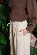 Elastic Waist Linen Pants HS700-65-(S-XL) Stone Elastic Waist Linen Pants HS700-65-(S-XL) Stone