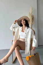 Denim Shirt with Pockets 6097-51-(S+L+3) Off White