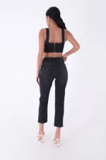Yıldızlı Mom Fit Dikişsiz Paça Kot Pantolon  1753-03-(26-31)