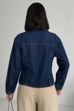 Dikiş Detaylı Kot Gömlek 6153-01-(S-XL)