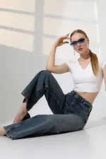 Palazzo Jeans 7158-62-(27-32) Middle Blue - Tinted Palazzo Jeans 7158-62-(27-32) Middle Blue - Tinted