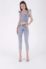 Paçası Taşlı Skinny Kot Pantolon 7037-08-(28-33) Paçası Taşlı Skinny Kot Pantolon 7037-08-(28-33)