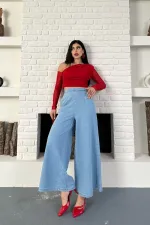 Arkası Lastikli Bol Paça Pantolon 7120-15-(36-42-6)