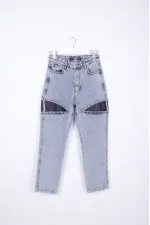Deri Pencere Detaylı Kot Pantolon  995-08-(27-32)