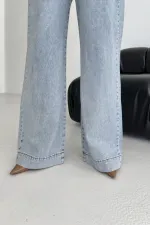 Elastic Waist Palazzo Jean 7076-08-(S-XL) Snow Light Blue