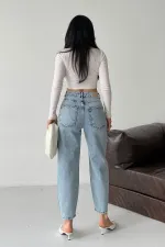 Mom Fit Jean  7057-14-(27-32) Light Blue and Tinted