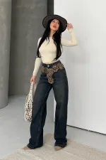 Wide Leg High Waisted Relaxed Jean 718-19-(42-50-4) Dark Blue Intense Tinted Wide Leg High Waisted Relaxed Jean 718-19-(42-50-4) Dark Blue Intense Tinted