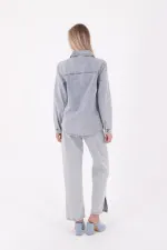 Çıtçıtlı Kot Gömlek  6013-08-(S-XL)