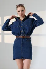 Robe mini en jean boutonnée 3027-01-(SL-3)