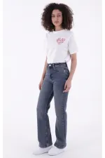Dikişli Paça Bol Paça Relax Kot Pantolon  7026-02-(28-33)