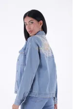 Sırtı Nakışlı Kot Ceket  634-06-(S-XL)