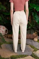 Carrot Fit Linen Pants HS703-65-(S-XL) Stone