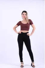 High Waisted Ankle Length Skinny Jean  815-57-(30-36) Denim Black