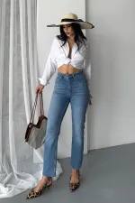 Seamless Mom Jeans 7064-15-(28-33) Light Blue Denim